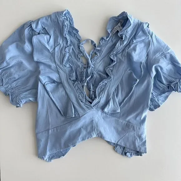 Coastal blue ruffled crop top - Picture 6 of 7